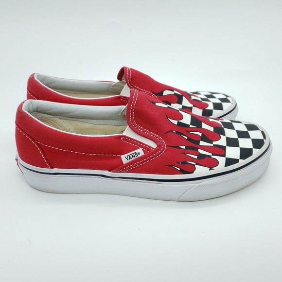 Vans Red Flame Checkered Slip-On Sneakers - Picture 3 of 8
